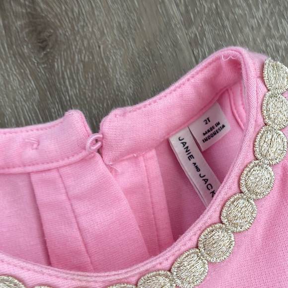 Janie and Jack Pink Oval Trim Ponte Dress - Picture 3 of 3